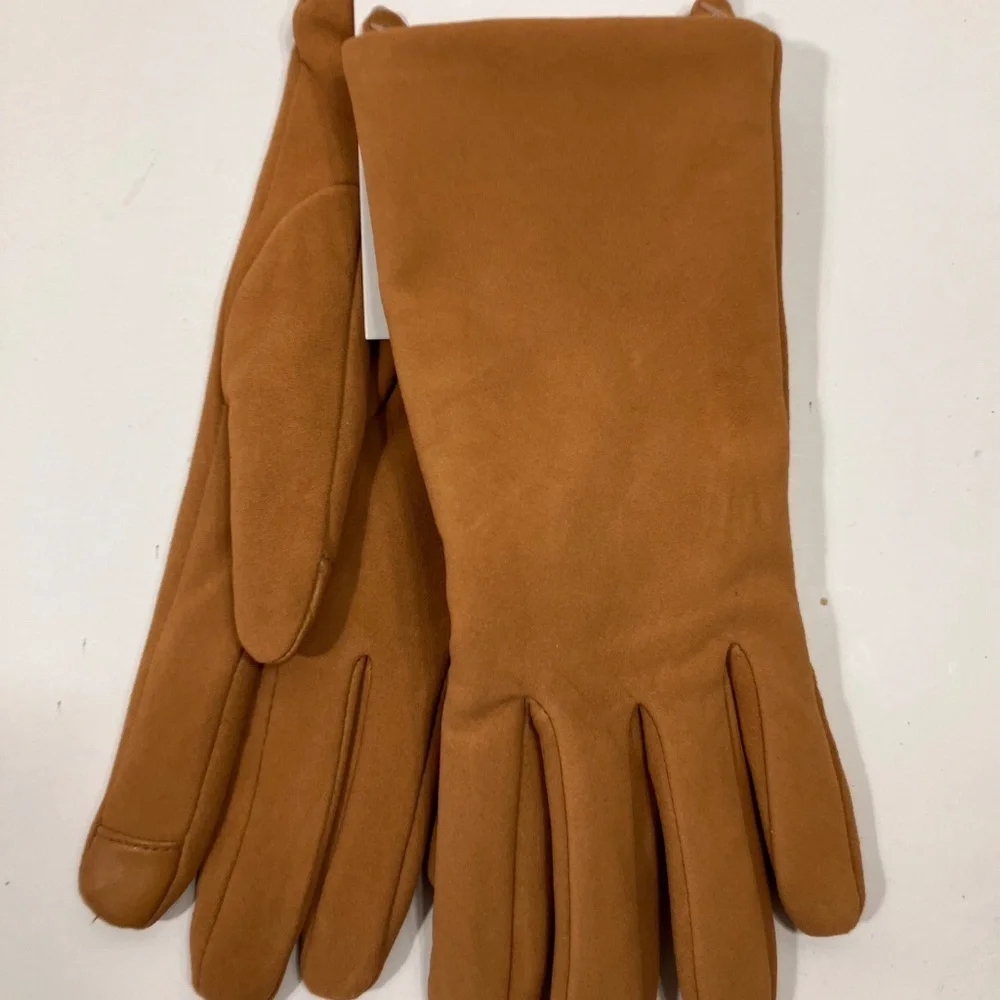 Lands’ End Suede Tech Gloves L NEW